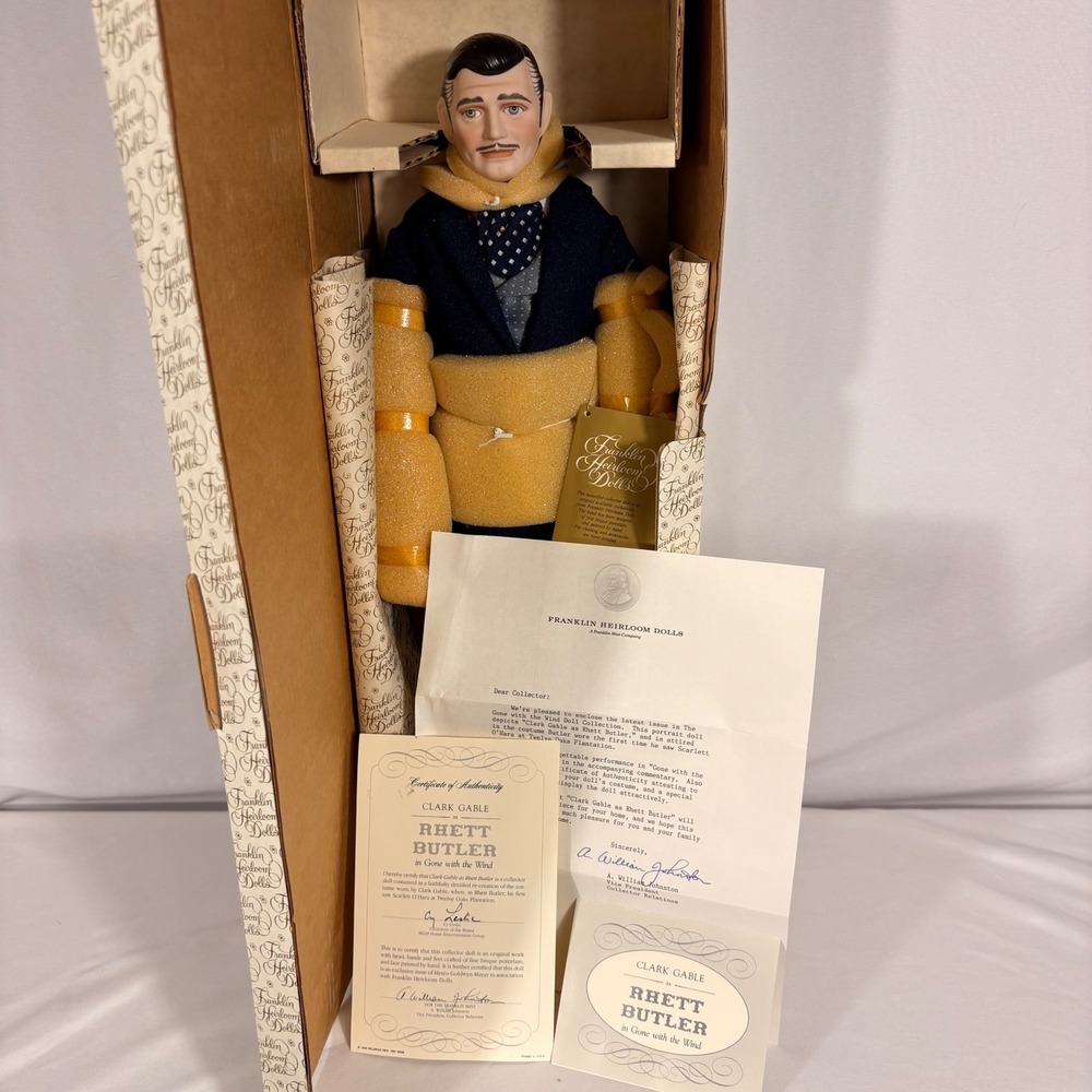 Franklin Heirloom Clark Gable Rhett Butler Gone With The Wind Porcelain Doll COA